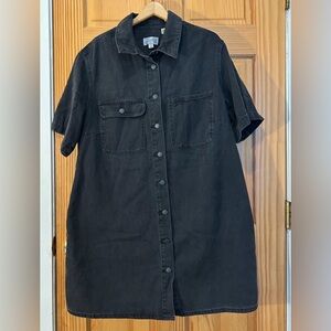 Black Denim Buttoned Dress